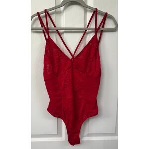 Oh yes medium red lace body suit NEW ($58 retail) open back adjustable straps